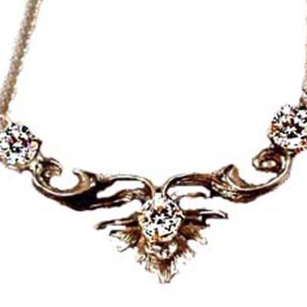 THREE 1.5 CARAT t.w. CUBIC ZIRCONIA & VICTORIAN LEAF DESIGN STERLING SILVER